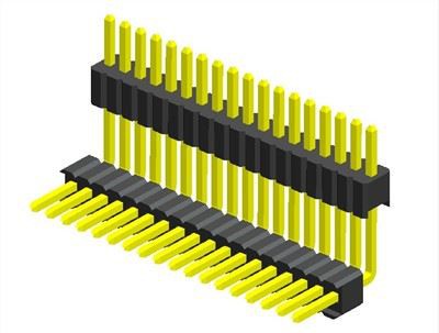 1.27mm βήμα ενιαία σειρά διπλή πλαστική γωνία τύπος3